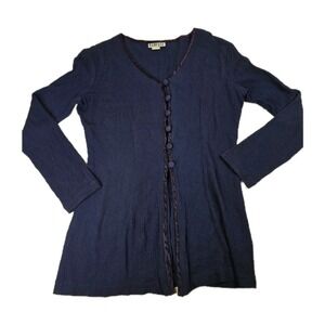 Vintage Rampage Womens Medium Top‎ Medium Blue Button Front Textured Tunic USA
